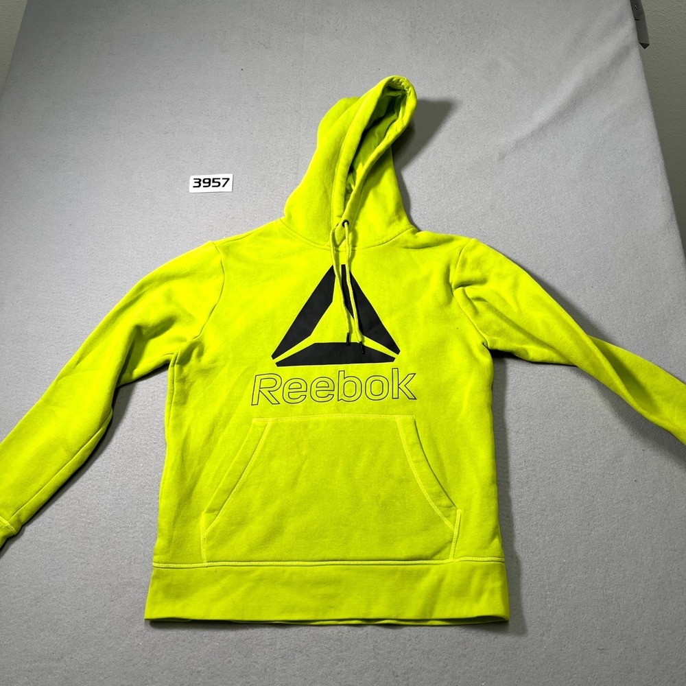 Reebok Workout Ready Warm Poly‎ Fleece Hoodie Mens Small Green Fleece Lined